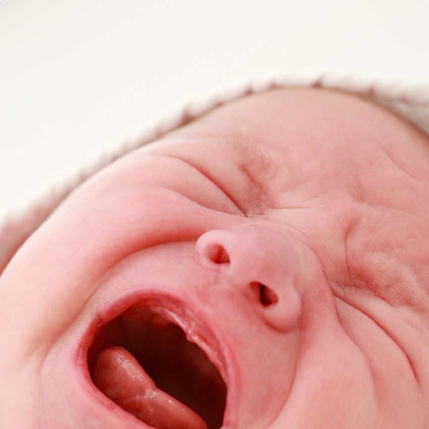 Caucasian baby crying